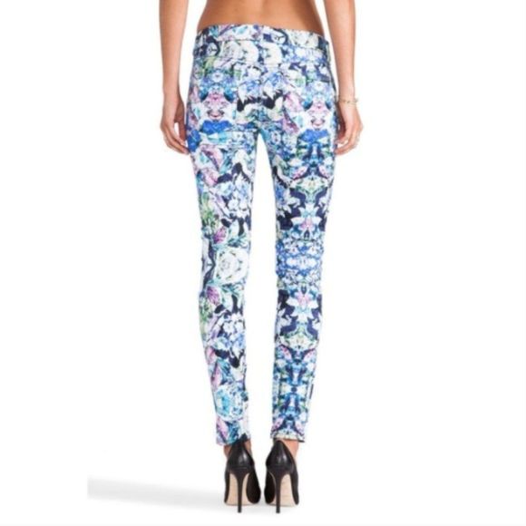 7 For All Mankind Floral Kaleidoscope Skinny Jeans, Size 25 - Picture 3 of 8